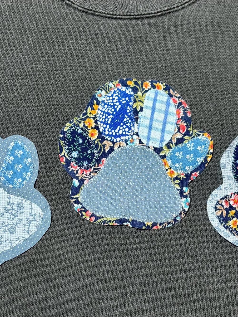 Blue dog pawprint paw Hoodie sweatshirt Fabric Appliqué available kids adult